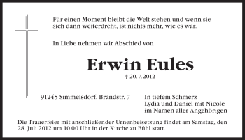 Traueranzeige von Erwin Eules von Pegnitz-Zeitung